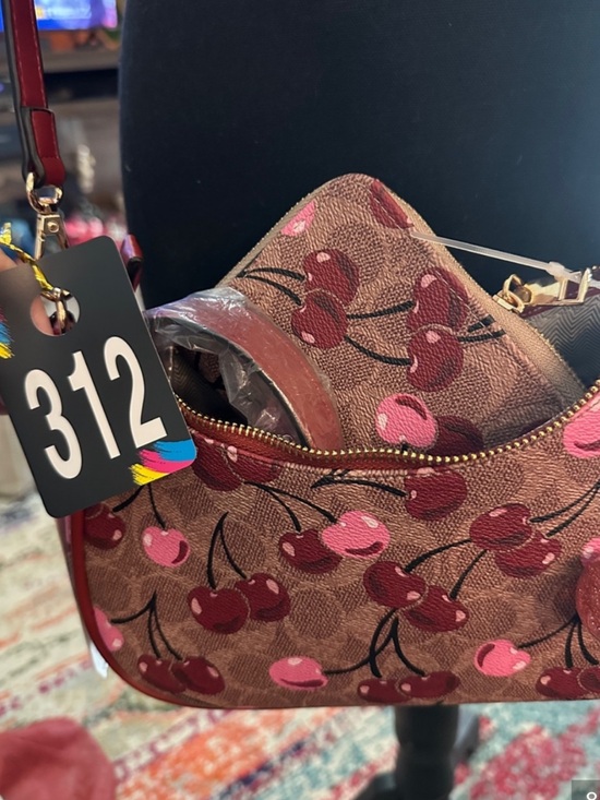 Classic Fashion Handbags - Cherry #312 Print Crossbody in Red and Pink